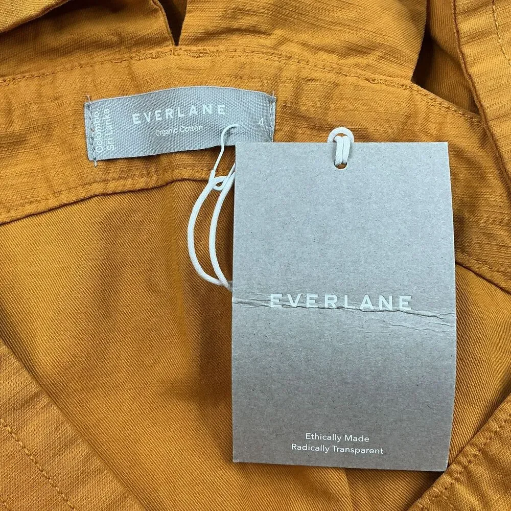 Everlane The Fatigue Apron Jumpsuit Size 4 Linen Organic Cotton Wide-Leg NWT